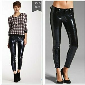 Blank NYC Spray On Black Sequin Jeggings Super Skinny Pant Black Size 31